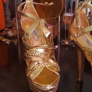 Auth Prada heel gold, size 37